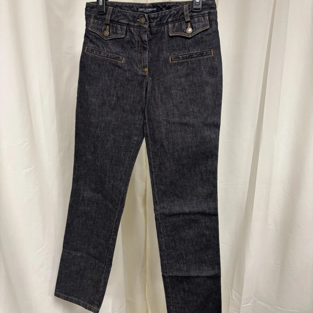Dolce & Gabbana Gray Loose Fit Back Buckle Straight Leg Jeans Size 40